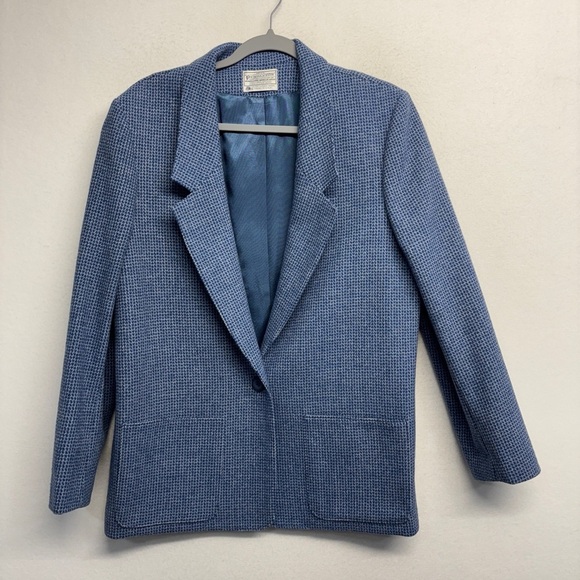 VTG Pendleton 100% Virgin Wool Blazer Jacket 16 Single Button Boxy Blue - Picture 1 of 6